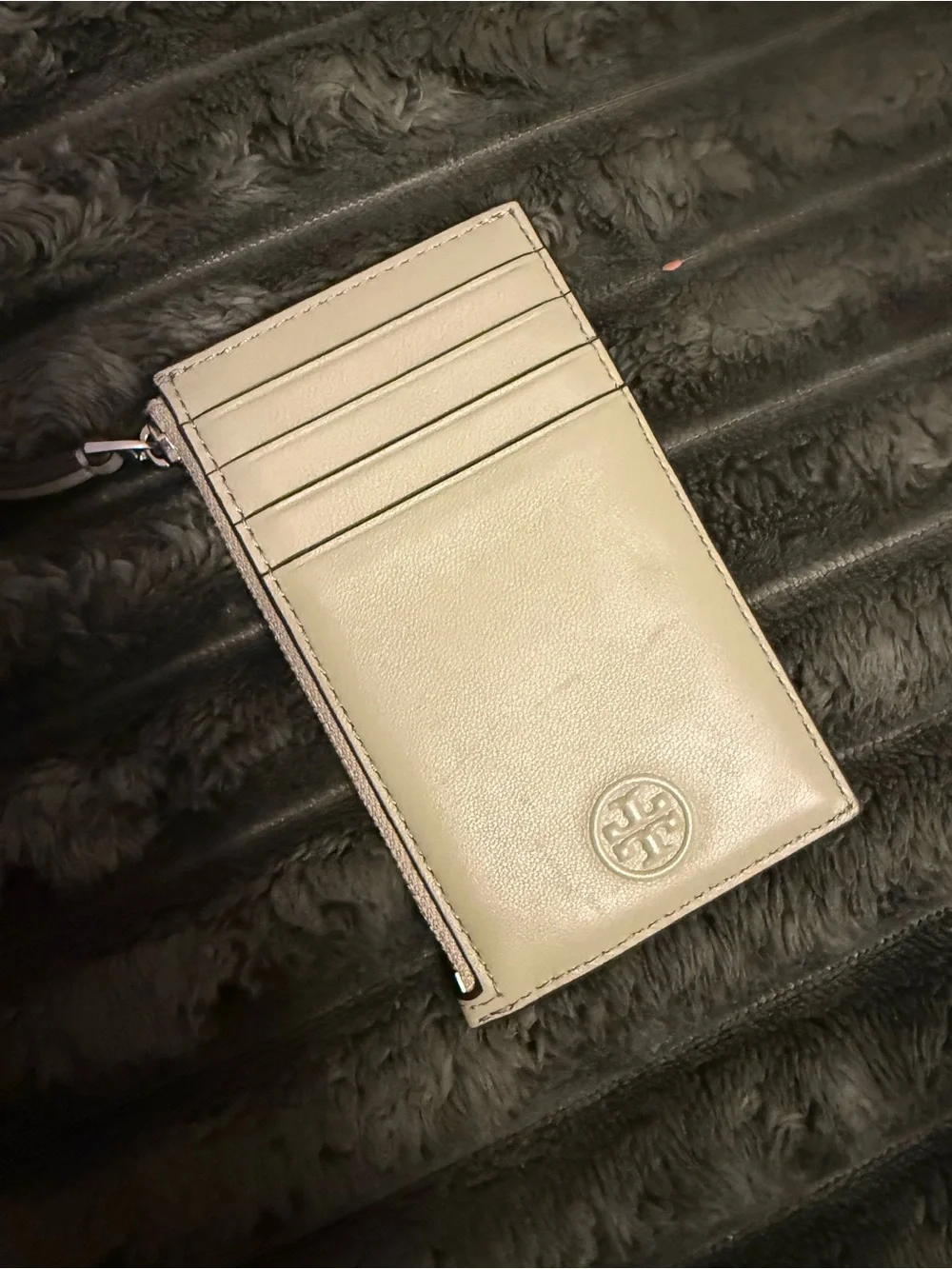 Tory Burch Cream Leather Card Holder with Wristlet